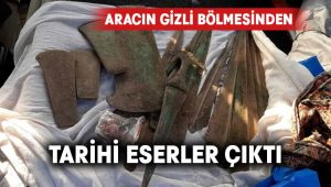 Aracına yaptırdığı gizli bölmede onlarca tarihi eser çıktı