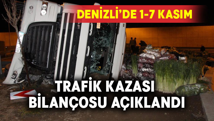 Denizli’de 1-7 Kasım kaza bilançosu açıklandı