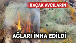 Kaçak avcıların ağları yakılarak imha edildi