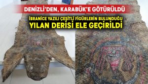 Denizli’den, Karabük’e götürülen İbranice yazılı yılan derisi ele geçirildi