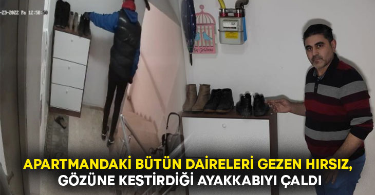 Apartmandaki bütün daireleri gezen hırsız, gözüne kestirdiği ayakkabıyı çaldı!