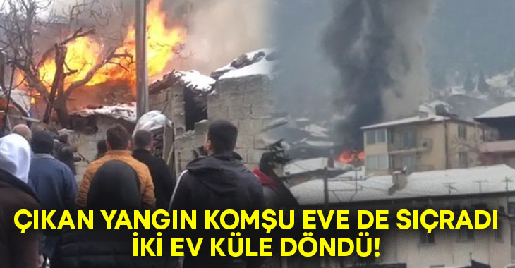 Çıkan yangın komşu eve de sıçradı.. İki ev küle döndü!