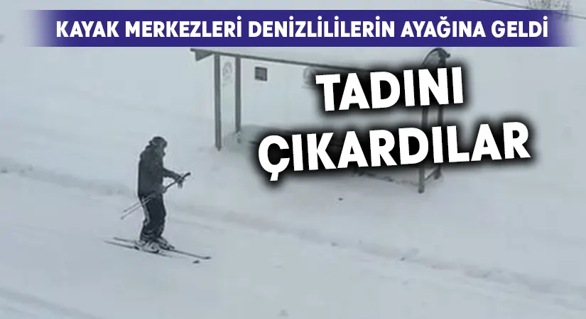 Denizlililer sokaklarda kayak yaptı