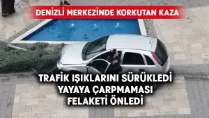 Sürücü hakimiyetini kaybetti, trafik ışıklarını metrelerce sürükledi