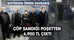 Çöp sandığı poşetten 4.900 TL çıktı