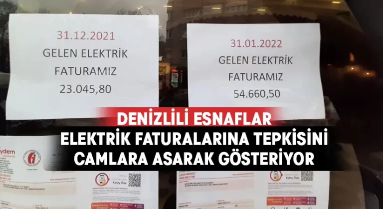 Denizli’de de Esnaf tepkisini faturaları camlarına asarak gösteriyor!