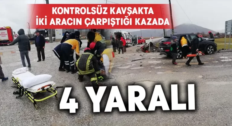 İki aracın çarpıştığı kazada 4 yaralı