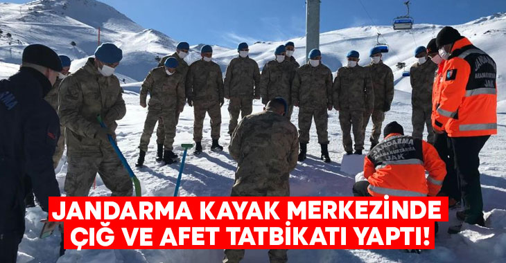 Jandarma kayak merkezinde çığ ve afet tatbikatı yaptı!