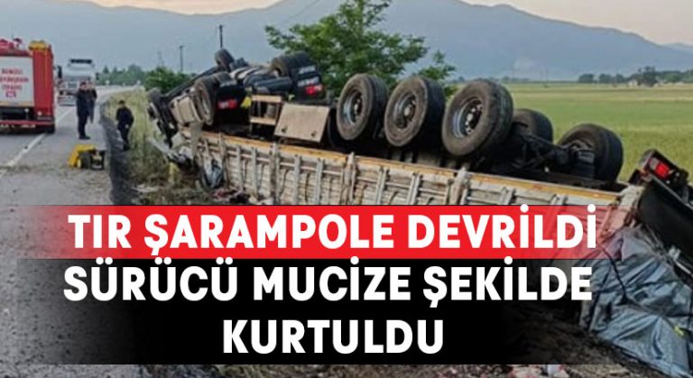 Tır şarampole devrildi