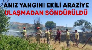 Anız yangını ekili araziye ulaşmadan söndürüldü