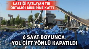 Lastiği patlayan tır ortalığı birbirine kattı