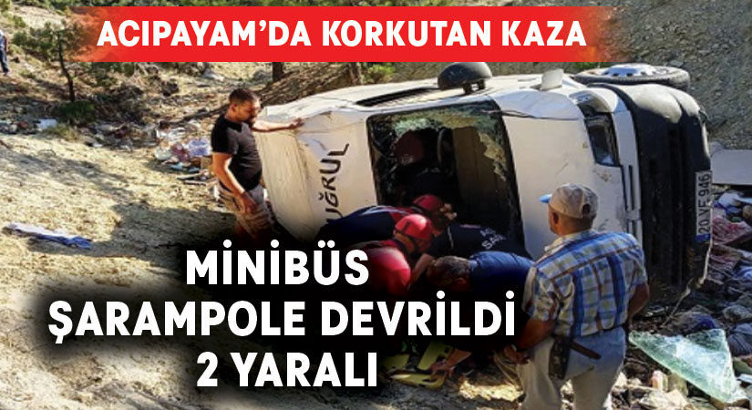 Minibüs şarampole devrildi: 2 yaralı