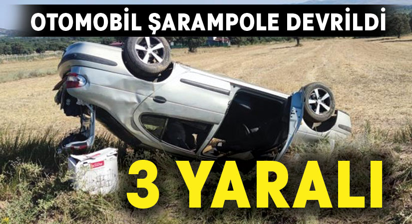 Şarampole devrilen otomobildeki 3 kişi yaralandı