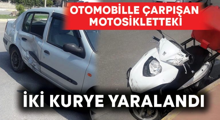 Otomobille çarpışan motosikletteki iki kurye yaralandı