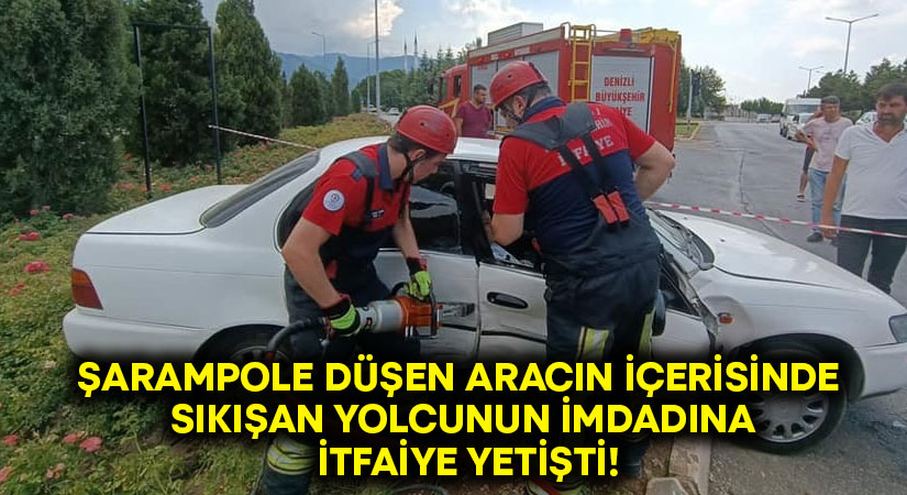 Şarampole düşen aracın içerisinde sıkışan yolcunun imdadına itfaiye yetişti!