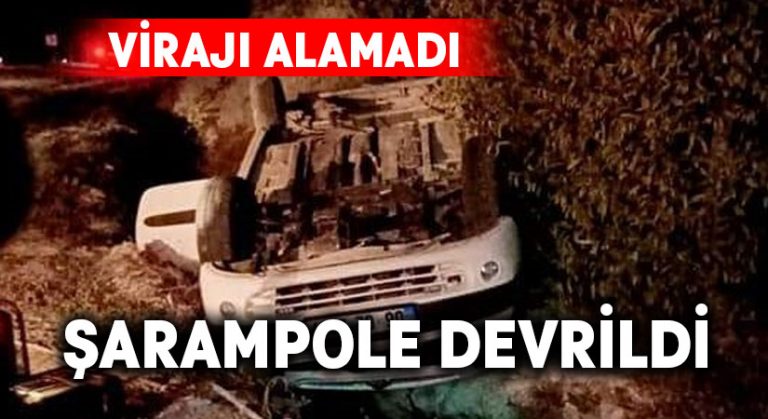 Virajı alamayan otomobil şarampole devrildi