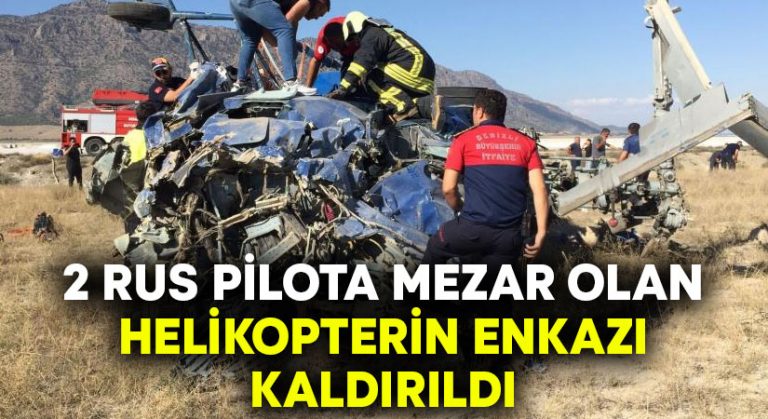 Düşen helikopterin enkazı kaldırıldı