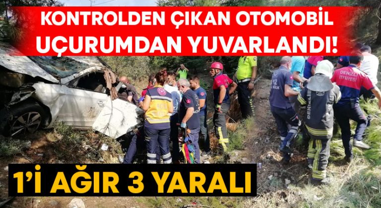 Kontrolden çıkan otomobil uçurumdan yuvarlandı! 1’i ağır 3 yaralı