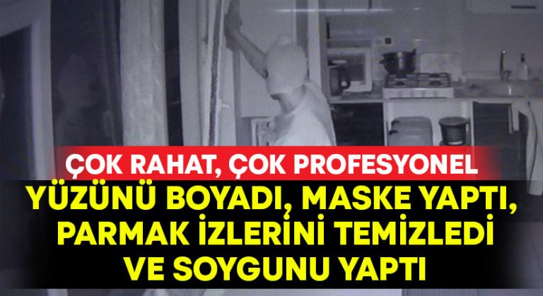 Yüzünü boyadı, maske yaptı, parmak izlerini temizledi ve soygunu yaptı