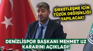 Başkan Uz devam kararı aldı.. Şirketleşme için tüzük kongresi yapılacak!