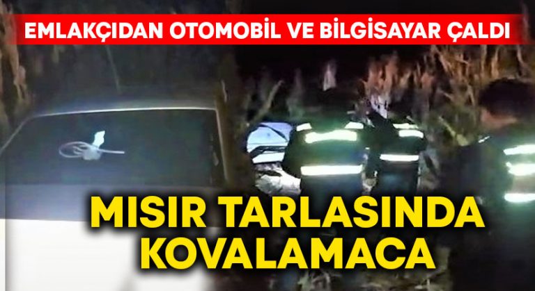 Emlakçıdan çaldığı otomobili mısır tarlasına sürdü.. Kovalamaca ile yakalandı