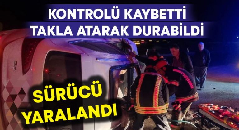 Kavşakta takla atan otomobilin sürücüsü yaralandı