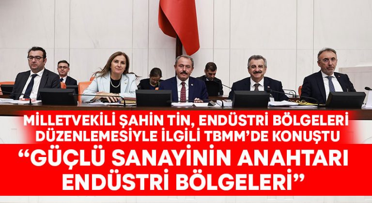 Milletvekili Şahin Tin, Endüstri Bölgeleri düzenlemesiyle ilgili TBMM’de konuştu