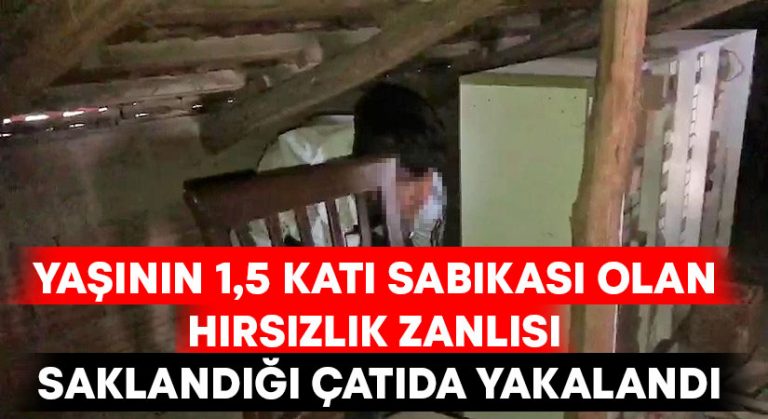 Yaşının 1,5 katı sabıkası olan hırsızlık zanlısı saklandığı çatıda yakalandı