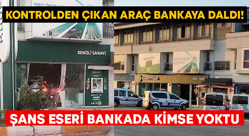 Kontrolden çıkan araç bankaya daldı!