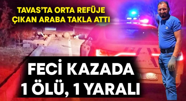 Orta refüje çıkan otomobil takla attı: 1 ölü, 1 yaralı