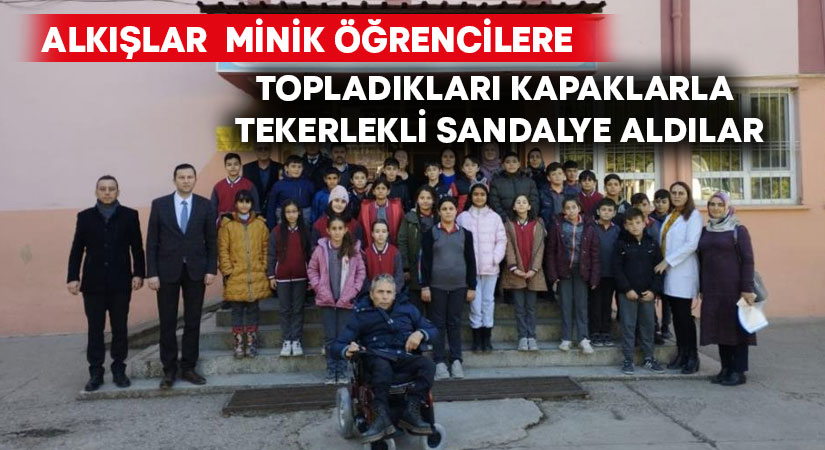 Minik öğrenciler topladıkları kapaklarla tekerlekli sandalye aldılar