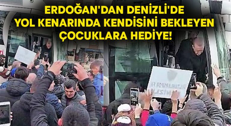 Erdoğan’dan Denizli’de yol kenarında kendisini bekleyen çocuklara hediye!