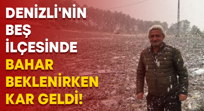 Denizli’nin 5 ilçesinde bahar beklenirken kar geldi!