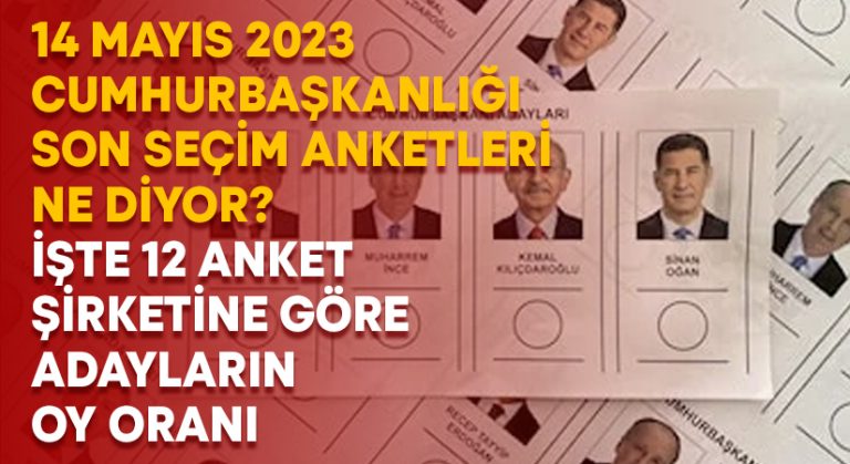 14 Mayıs 2023 Cumhurbaşkanlığı son seçim anketleri ne diyor? İşte 12 anket şirketine göre adayların oy oranları!