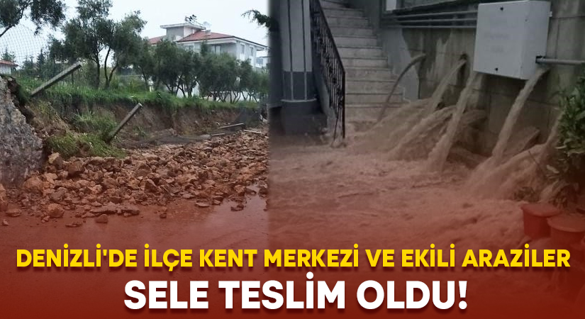 Denizli’de ilçe kent merkezi ve ekili araziler sele teslim oldu!