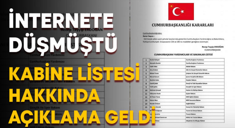 İnternete düşen kabine listesi hakkında açıklama