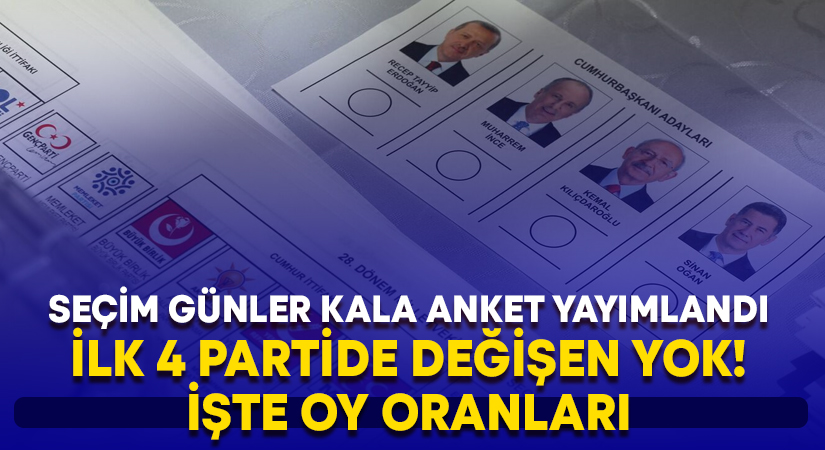 Seçim günler kala anket yayımlandı.. İlk 4 partide değişen yok!