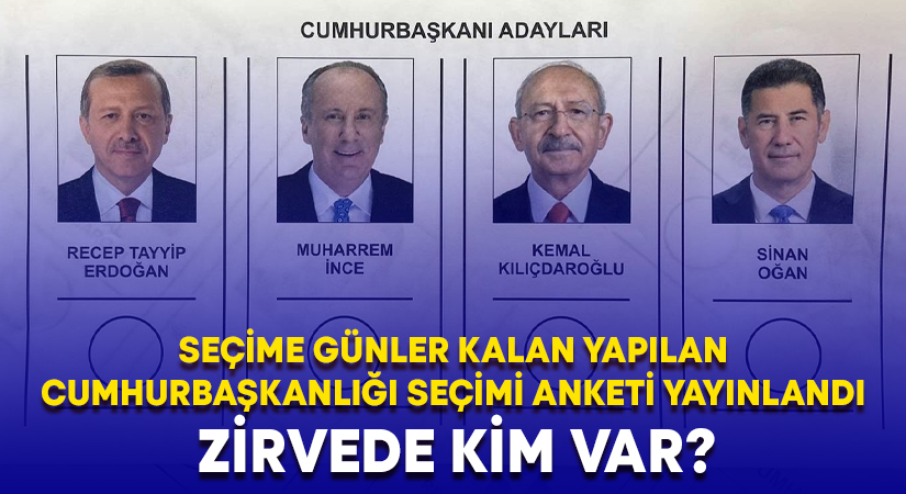 Seçime günler kalan yapılan Cumhurbaşkanlığı anketi yayınlandı.. Zirvede kim var?