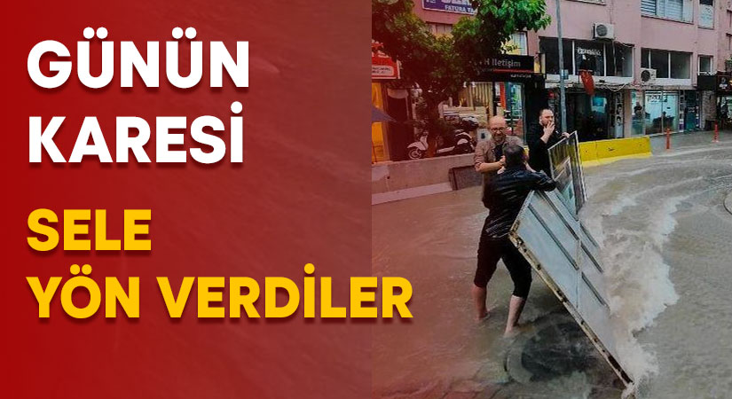 Dükkanlarına gelen sele yön verdiler