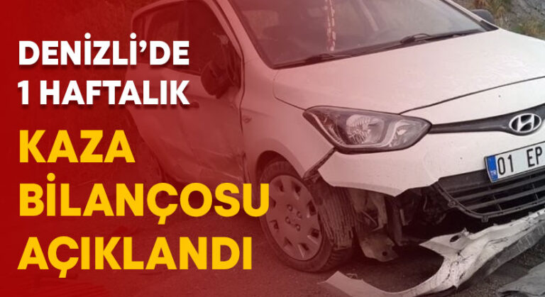 Denizli’de 1 haftalık kaza bilançosu açıklandı