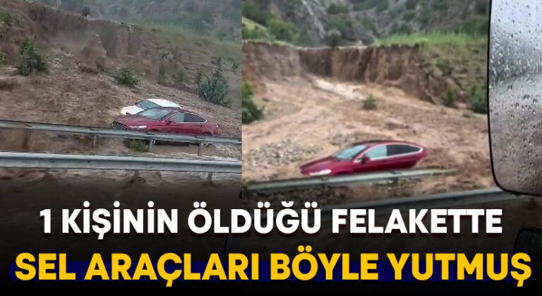 Selin dağlardan getirdiği çamur 2 aracı böyle yuttu